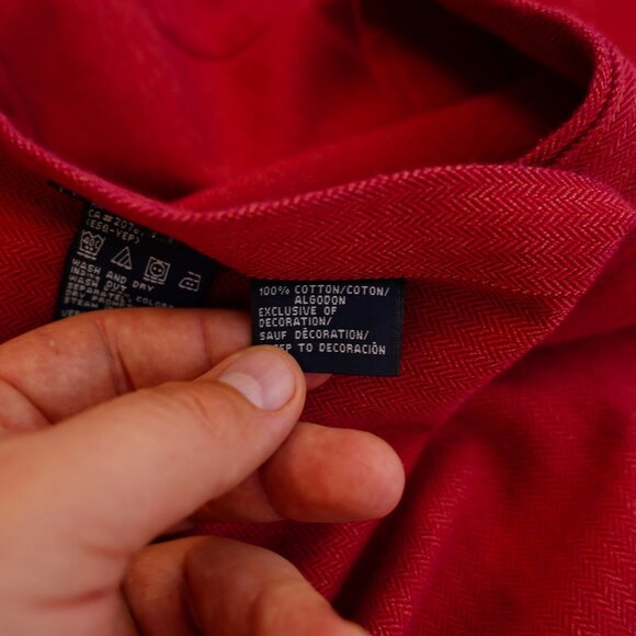Tommy Hilfiger Red Herringbone Thick Cotton Flip Cuff Paisley Button Down 2XL‎ - Picture 11 of 12